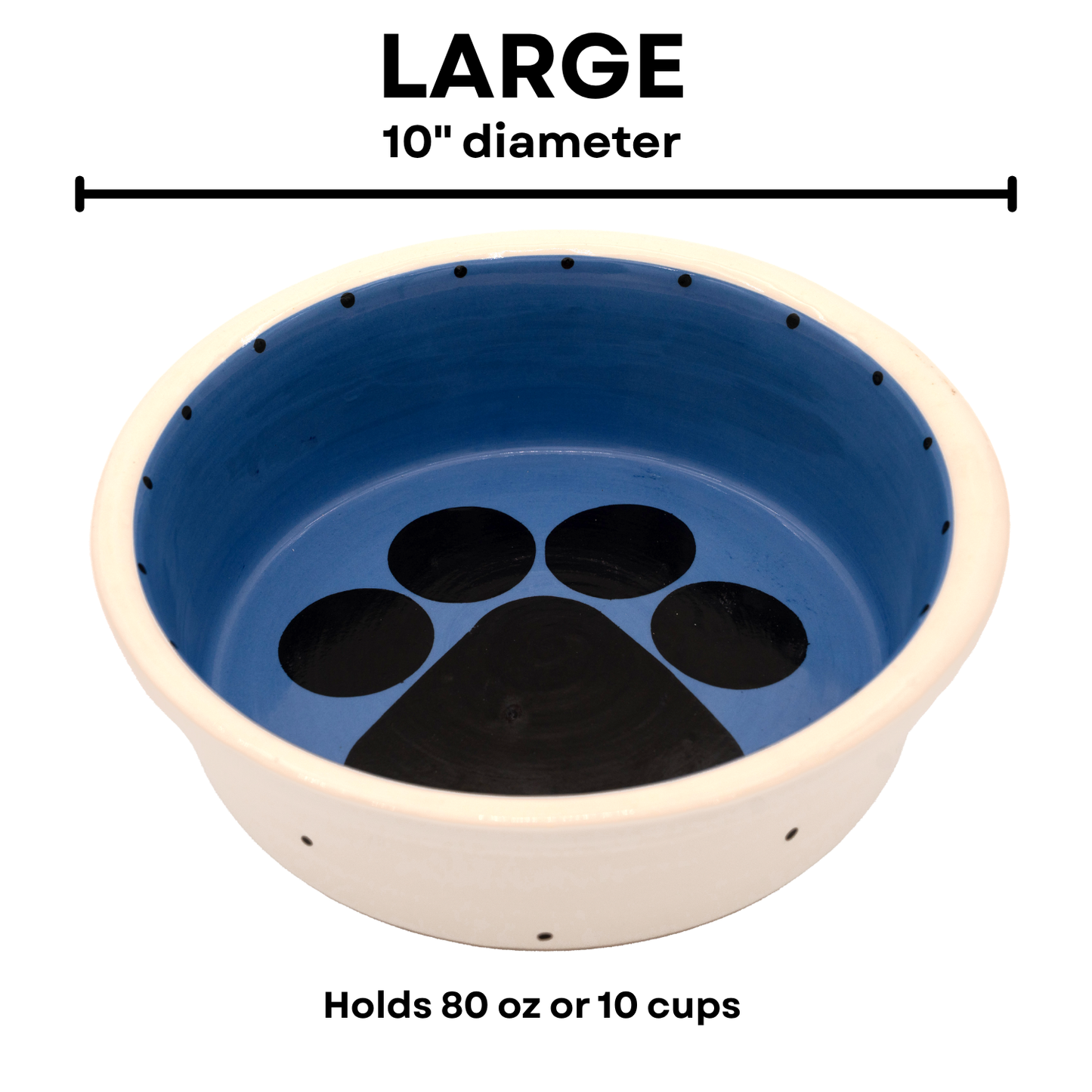 The Big Paw Collection - Handmade Ceramic Pet Bowl with Custom Color and Black Paw Print