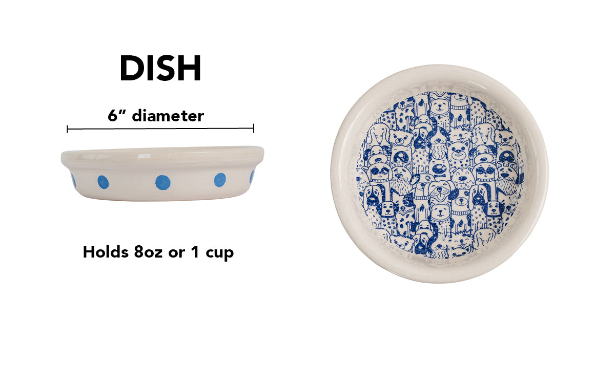 The Gangs All Here Collection - Handmade Ceramic Pet Bowl with Cool Dog Design