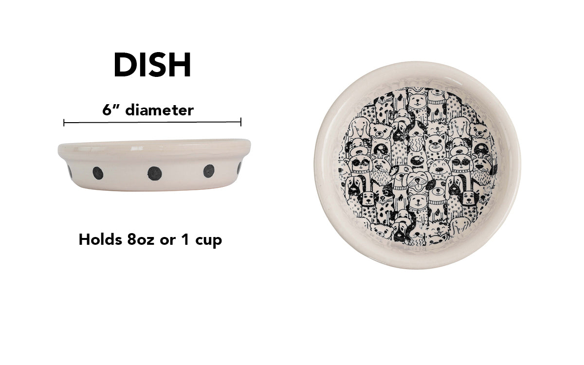 The Gangs All Here Collection - Handmade Ceramic Pet Bowl with Cool Dog Design