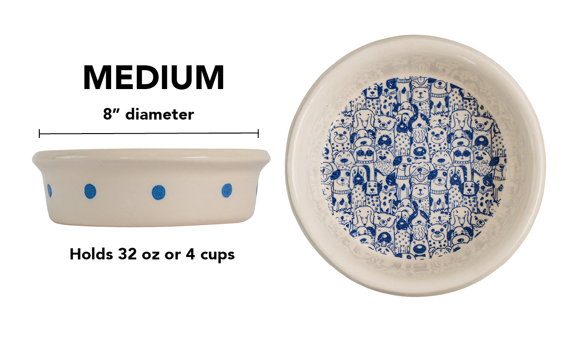 The Gangs All Here Collection - Handmade Ceramic Pet Bowl with Cool Dog Design
