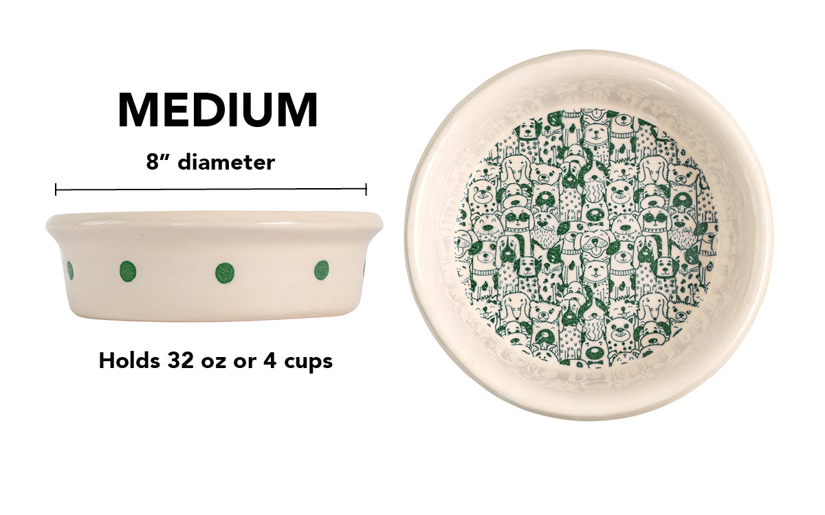 The Gangs All Here Collection - Handmade Ceramic Pet Bowl with Cool Dog Design