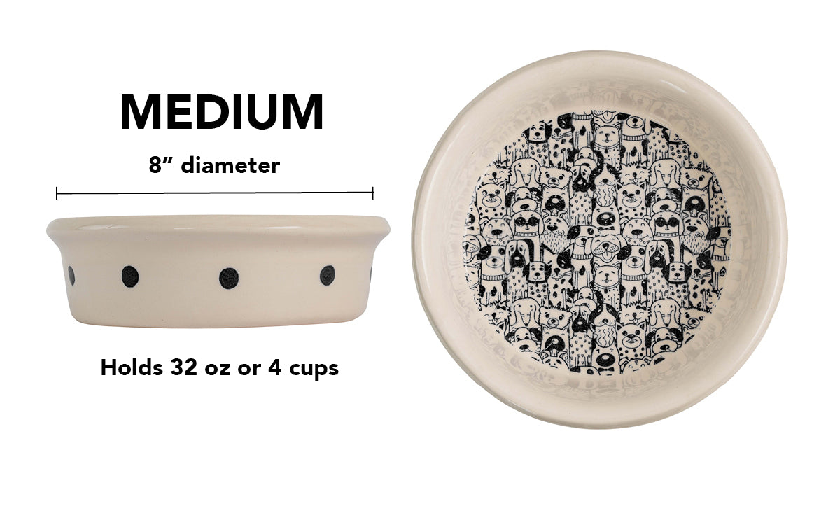The Gangs All Here Collection - Handmade Ceramic Pet Bowl with Cool Dog Design
