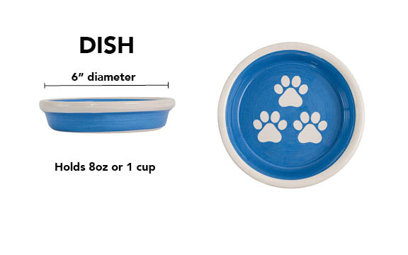 Pawsome Collection - Handmade Ceramic Pet Bowl with Custom Color and White Paw Prints