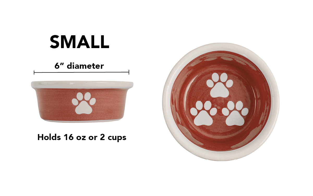 Pawsome Collection - Handmade Ceramic Pet Bowl with Custom Color and White Paw Prints