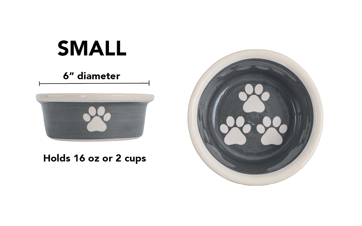 Pawsome Collection - Handmade Ceramic Pet Bowl with Custom Color and White Paw Prints