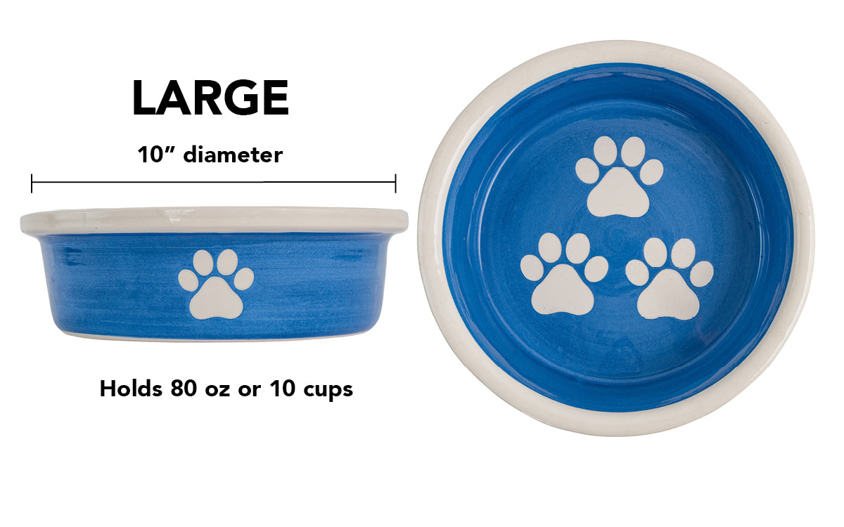Pawsome Collection - Handmade Ceramic Pet Bowl with Custom Color and White Paw Prints