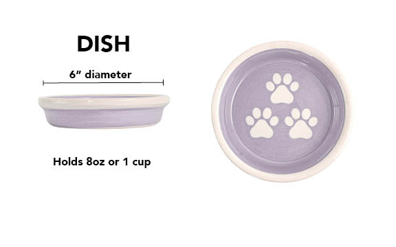 Pawsome Collection - Handmade Ceramic Pet Bowl with Custom Color and White Paw Prints