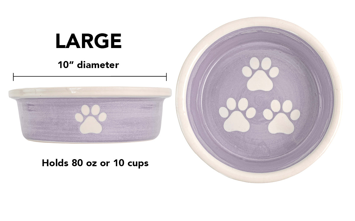 Pawsome Collection - Handmade Ceramic Pet Bowl with Custom Color and White Paw Prints