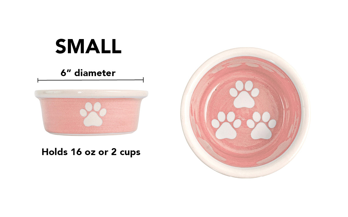 Pawsome Collection - Handmade Ceramic Pet Bowl with Custom Color and White Paw Prints