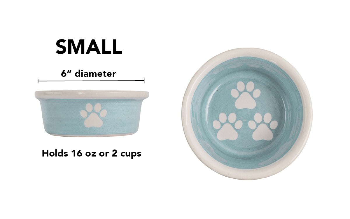 Pawsome Collection - Handmade Ceramic Pet Bowl with Custom Color and White Paw Prints