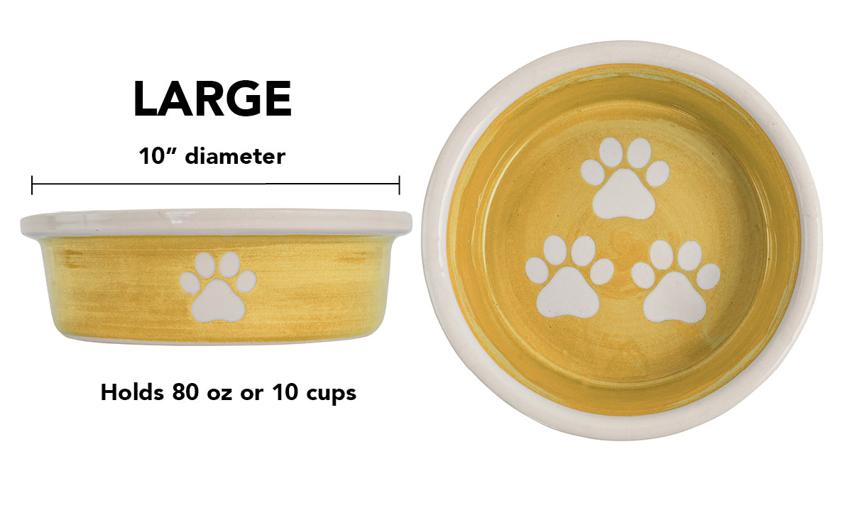 Pawsome Collection - Handmade Ceramic Pet Bowl with Custom Color and White Paw Prints