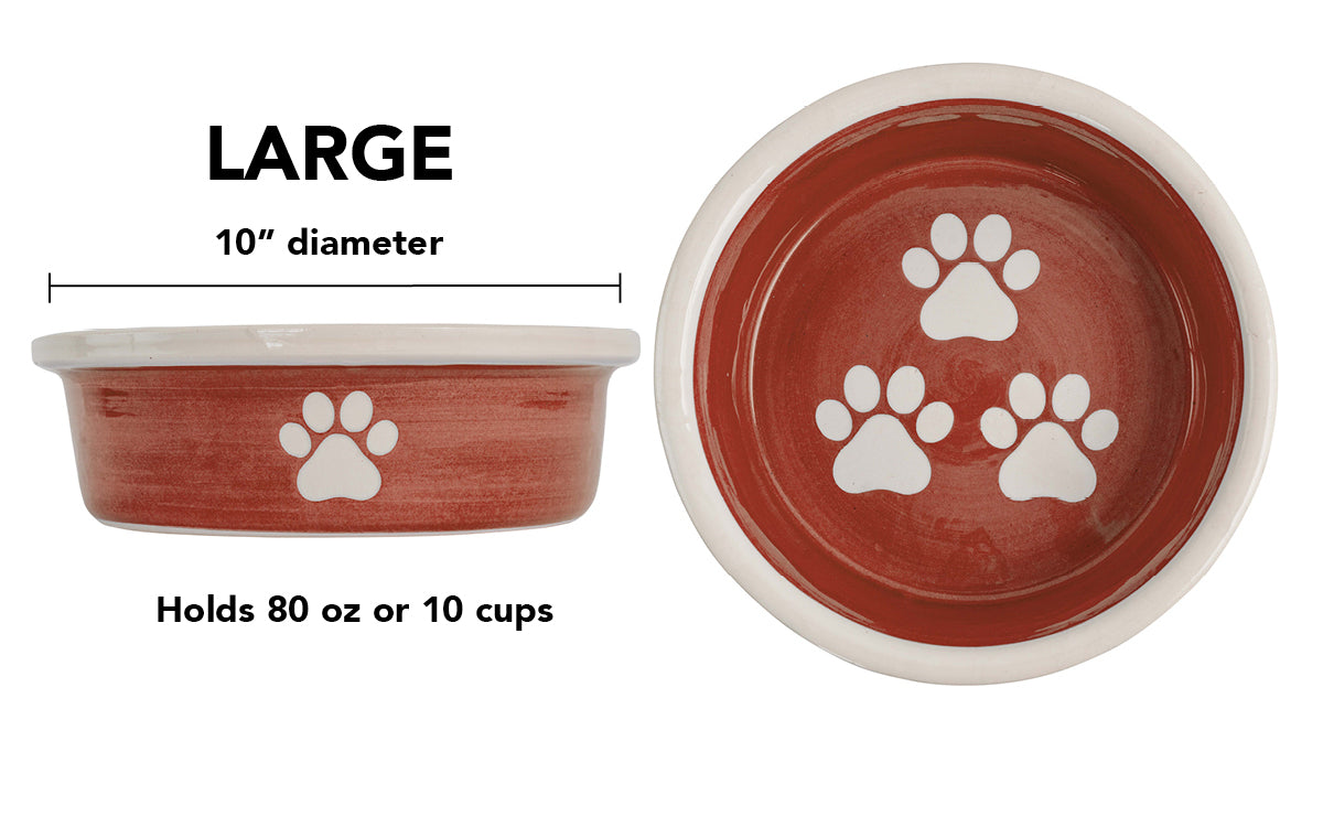 Pawsome Collection - Handmade Ceramic Pet Bowl with Custom Color and White Paw Prints