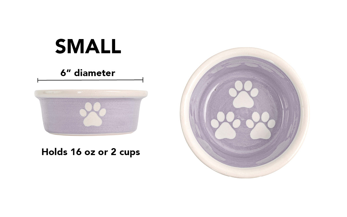 Pawsome Collection - Handmade Ceramic Pet Bowl with Custom Color and White Paw Prints
