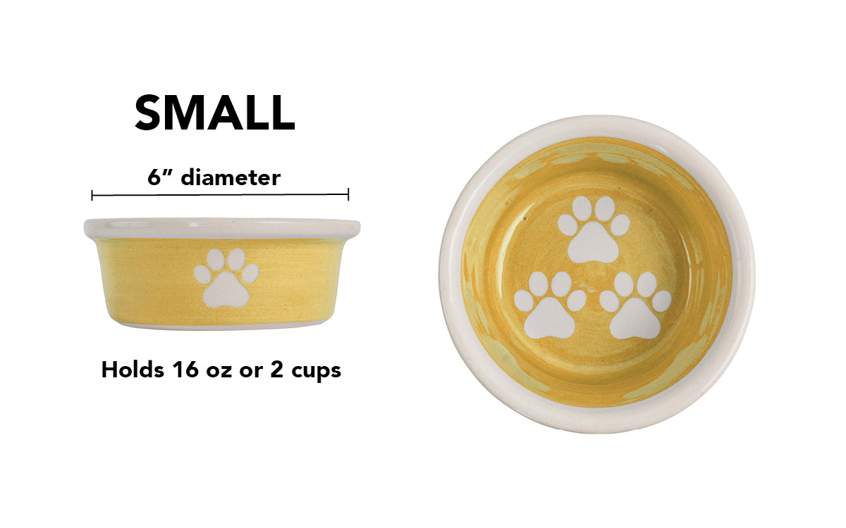 Pawsome Collection - Handmade Ceramic Pet Bowl with Custom Color and White Paw Prints