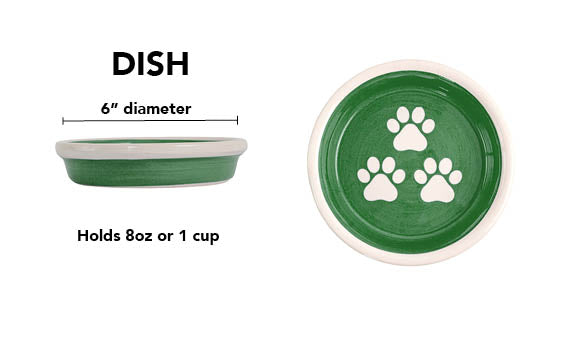 Pawsome Collection - Handmade Ceramic Pet Bowl with Custom Color and White Paw Prints