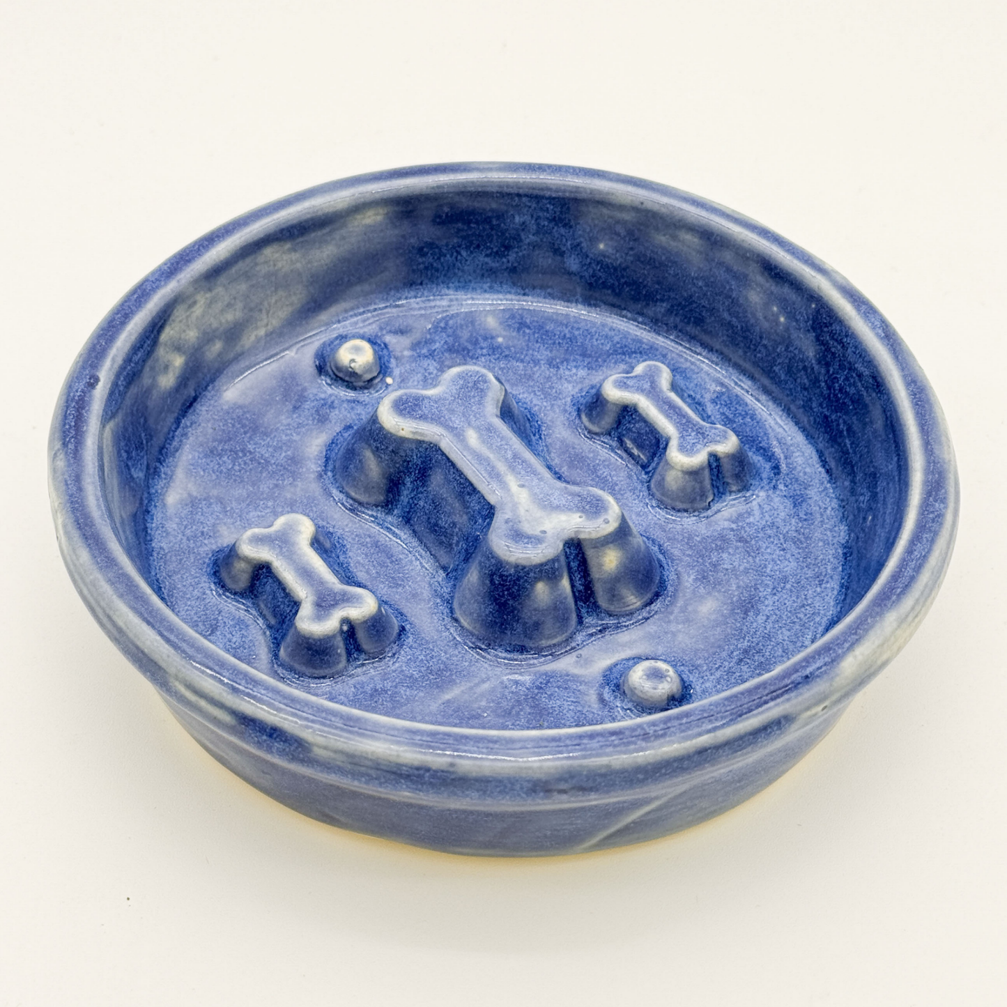Take it Slow Bowl / Handmade Ceramic Pet Bowl with Raised Design to slow eating
