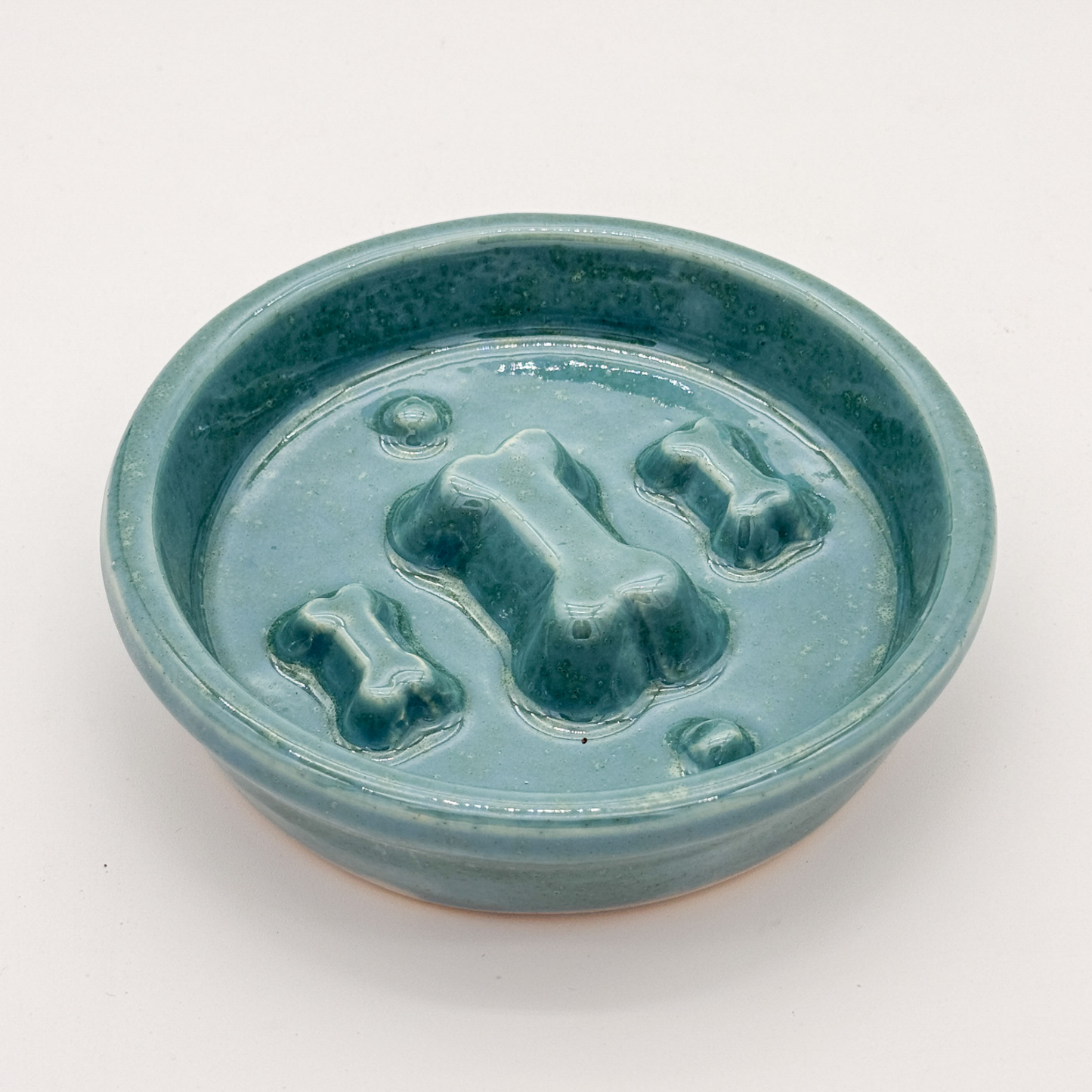 Take it Slow Bowl / Handmade Ceramic Pet Bowl with Raised Design to slow eating
