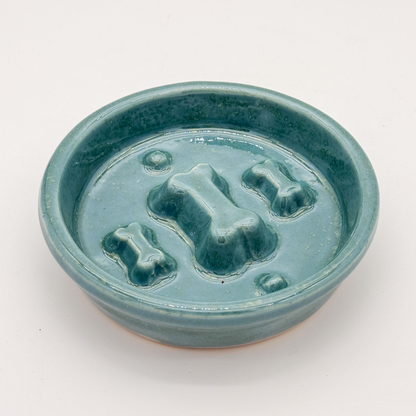 Take it Slow Bowl / Handmade Ceramic Pet Bowl with Raised Design to slow eating