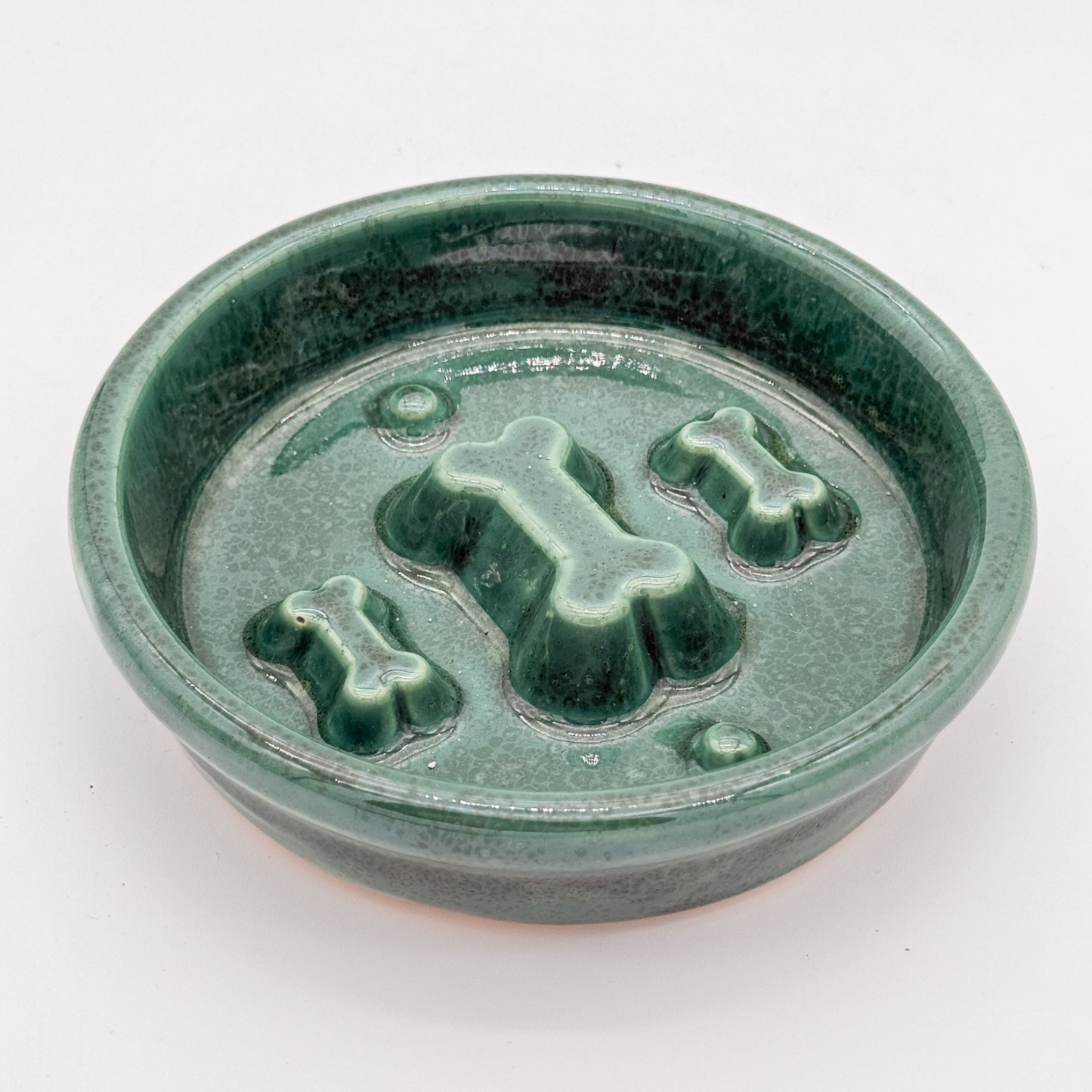 Take it Slow Bowl / Handmade Ceramic Pet Bowl with Raised Design to slow eating