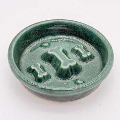 Take it Slow Bowl / Handmade Ceramic Pet Bowl with Raised Design to slow eating
