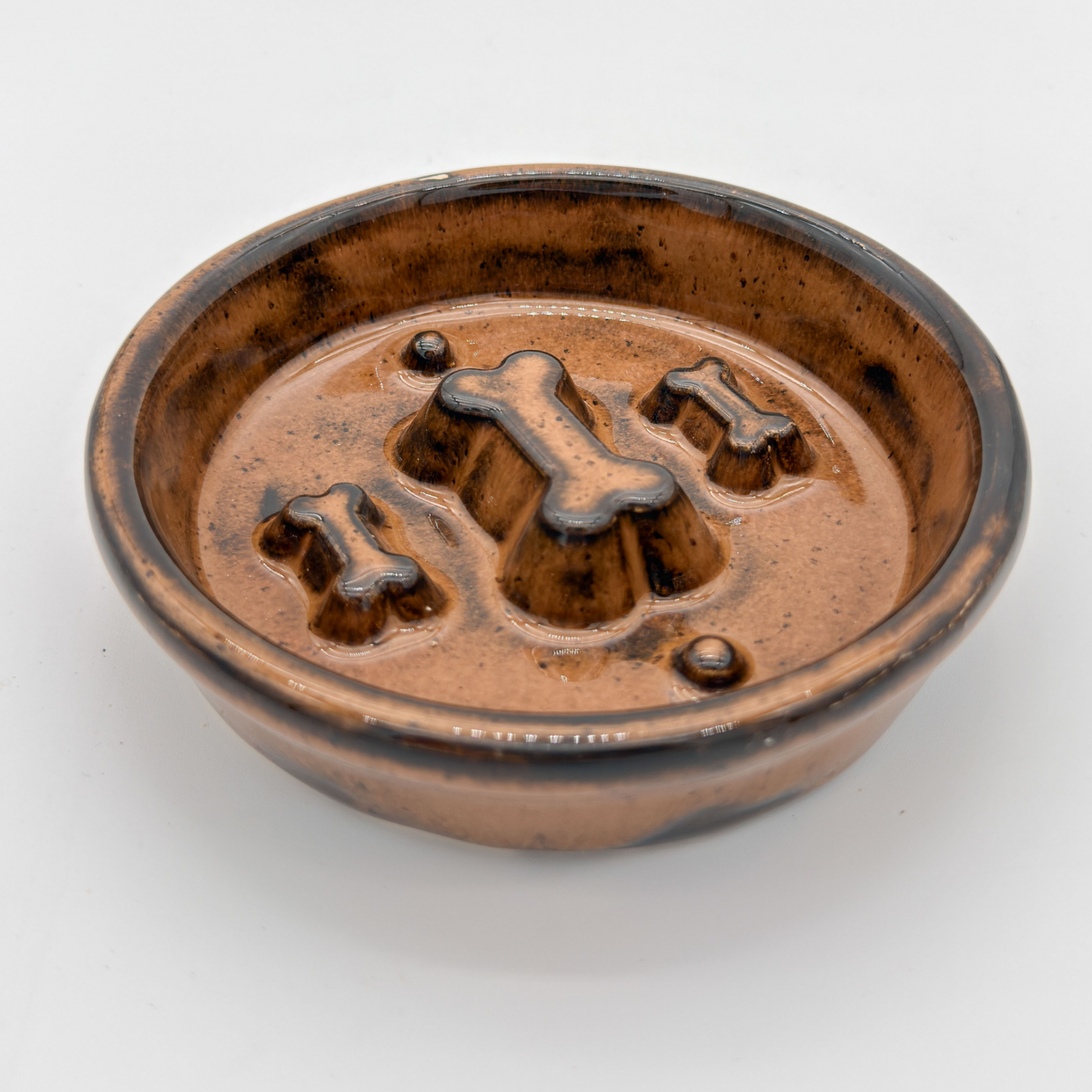 Take it Slow Bowl / Handmade Ceramic Pet Bowl with Raised Design to slow eating