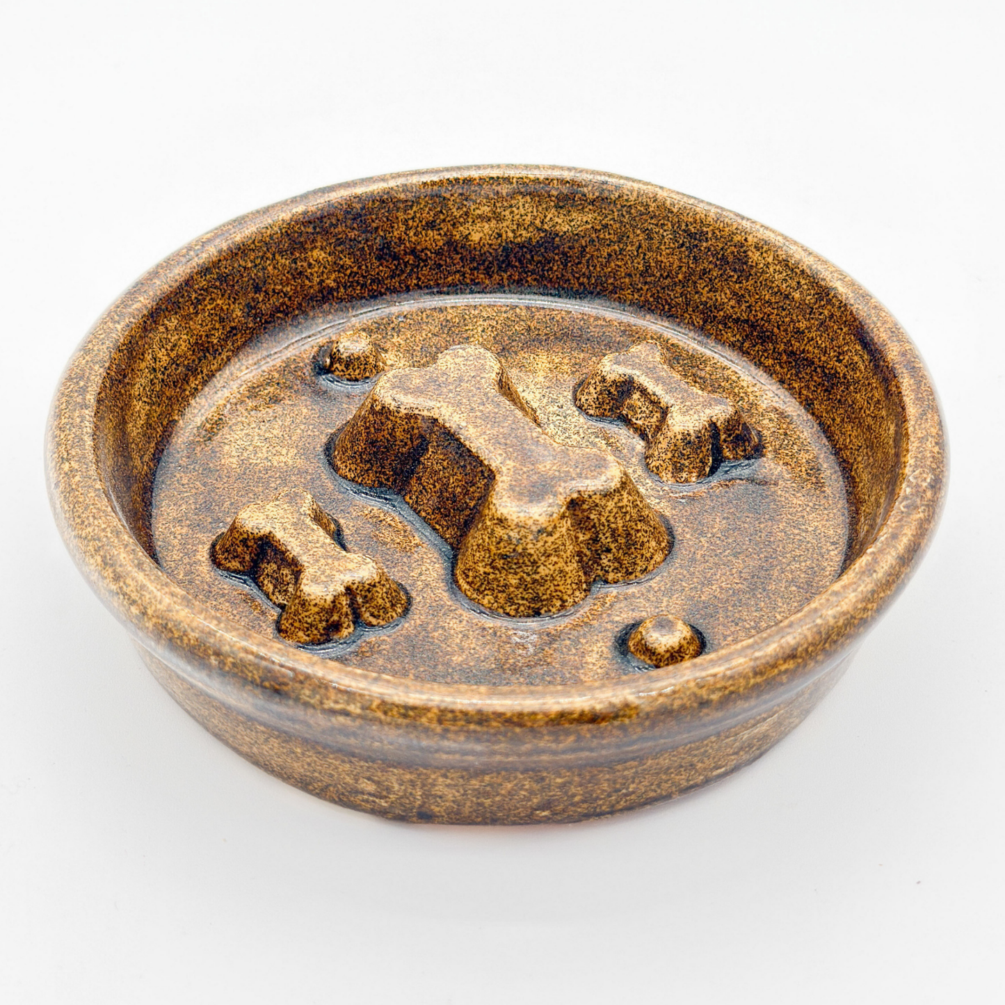 Take it Slow Bowl / Handmade Ceramic Pet Bowl with Raised Design to slow eating