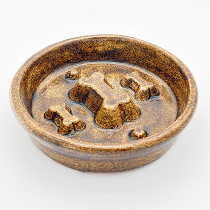 Take it Slow Bowl / Handmade Ceramic Pet Bowl with Raised Design to slow eating