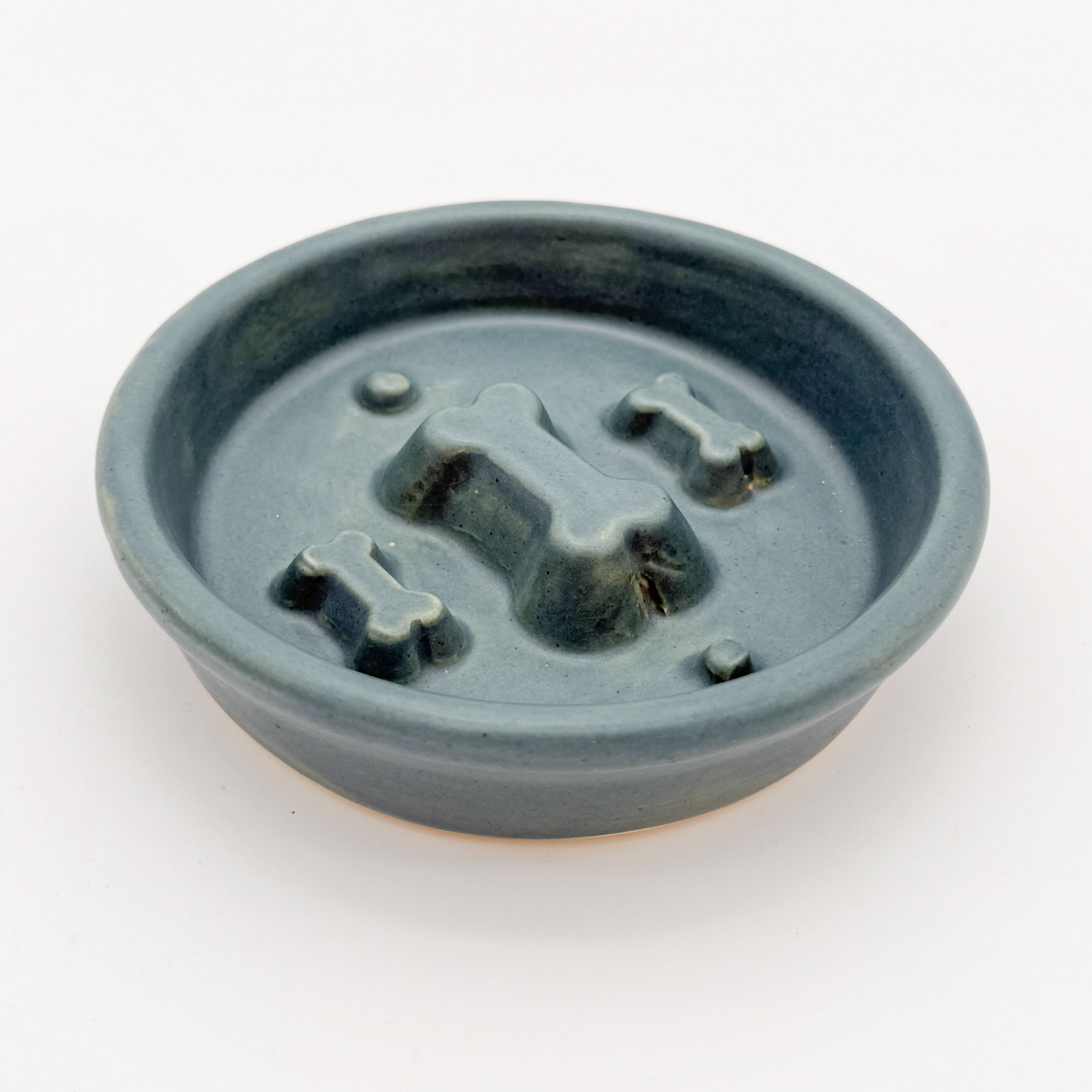 Take it Slow Bowl / Handmade Ceramic Pet Bowl with Raised Design to slow eating