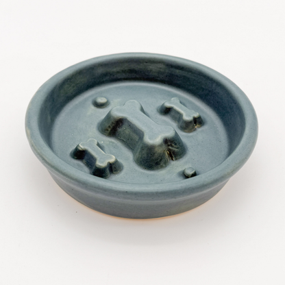 Take it Slow Bowl / Handmade Ceramic Pet Bowl with Raised Design to slow eating