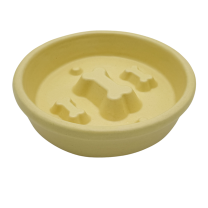 Take it Slow Bowl / Handmade Ceramic Pet Bowl with Raised Design to slow eating