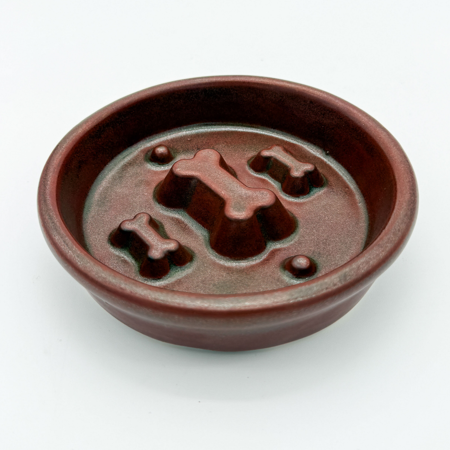Take it Slow Bowl / Handmade Ceramic Pet Bowl with Raised Design to slow eating