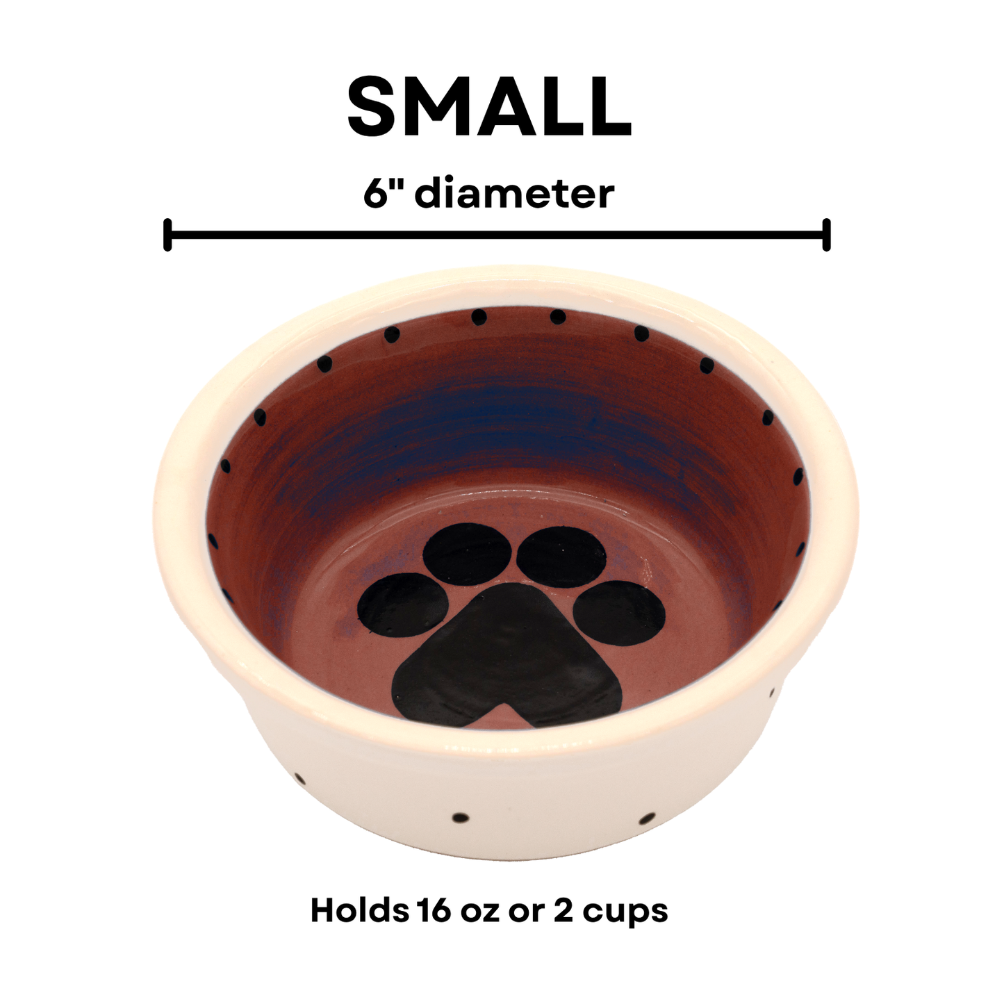 The Big Paw Collection - Handmade Ceramic Pet Bowl with Custom Color and Black Paw Print
