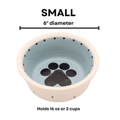 The Big Paw Collection - Handmade Ceramic Pet Bowl with Custom Color and Black Paw Print