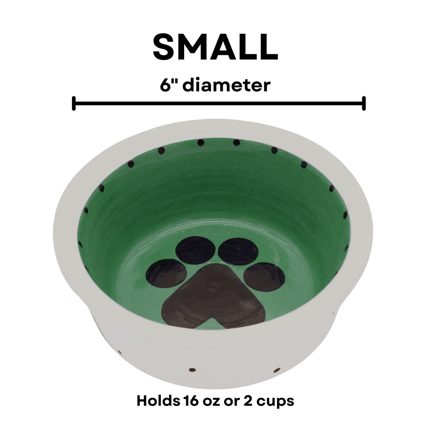 The Big Paw Collection - Handmade Ceramic Pet Bowl with Custom Color and Black Paw Print