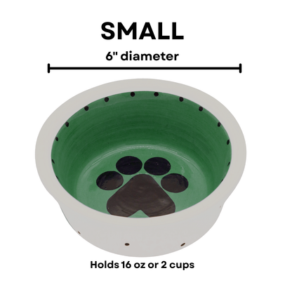 The Big Paw Collection - Handmade Ceramic Pet Bowl with Custom Color and Black Paw Print