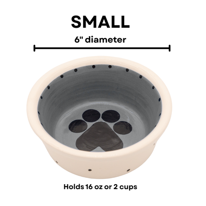 The Big Paw Collection - Handmade Ceramic Pet Bowl with Custom Color and Black Paw Print