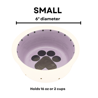 The Big Paw Collection - Handmade Ceramic Pet Bowl with Custom Color and Black Paw Print