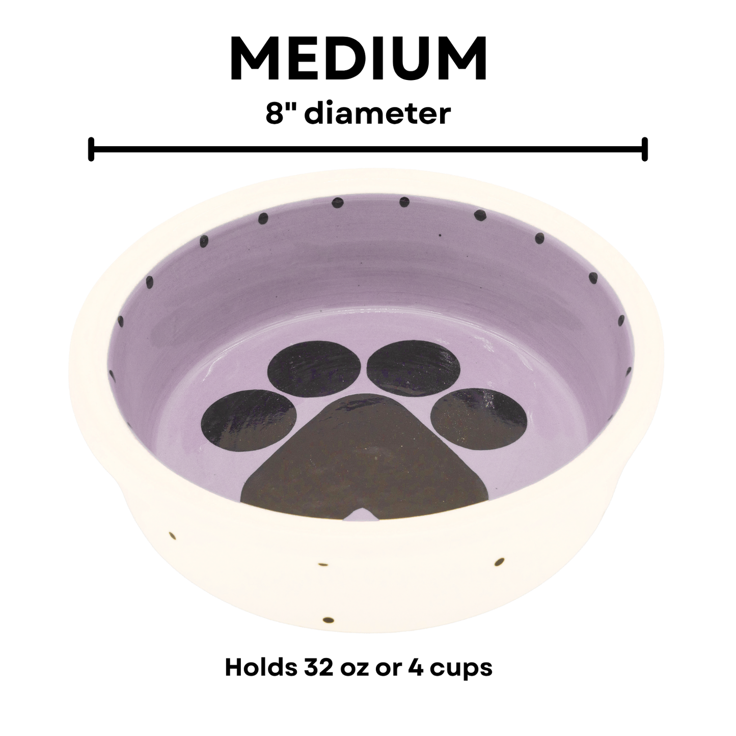 The Big Paw Collection - Handmade Ceramic Pet Bowl with Custom Color and Black Paw Print