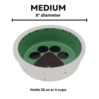 The Big Paw Collection - Handmade Ceramic Pet Bowl with Custom Color and Black Paw Print