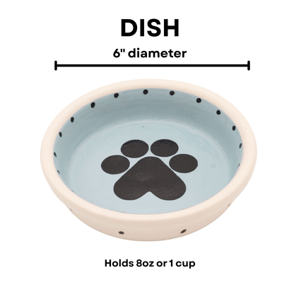 The Big Paw Collection - Handmade Ceramic Pet Bowl with Custom Color and Black Paw Print