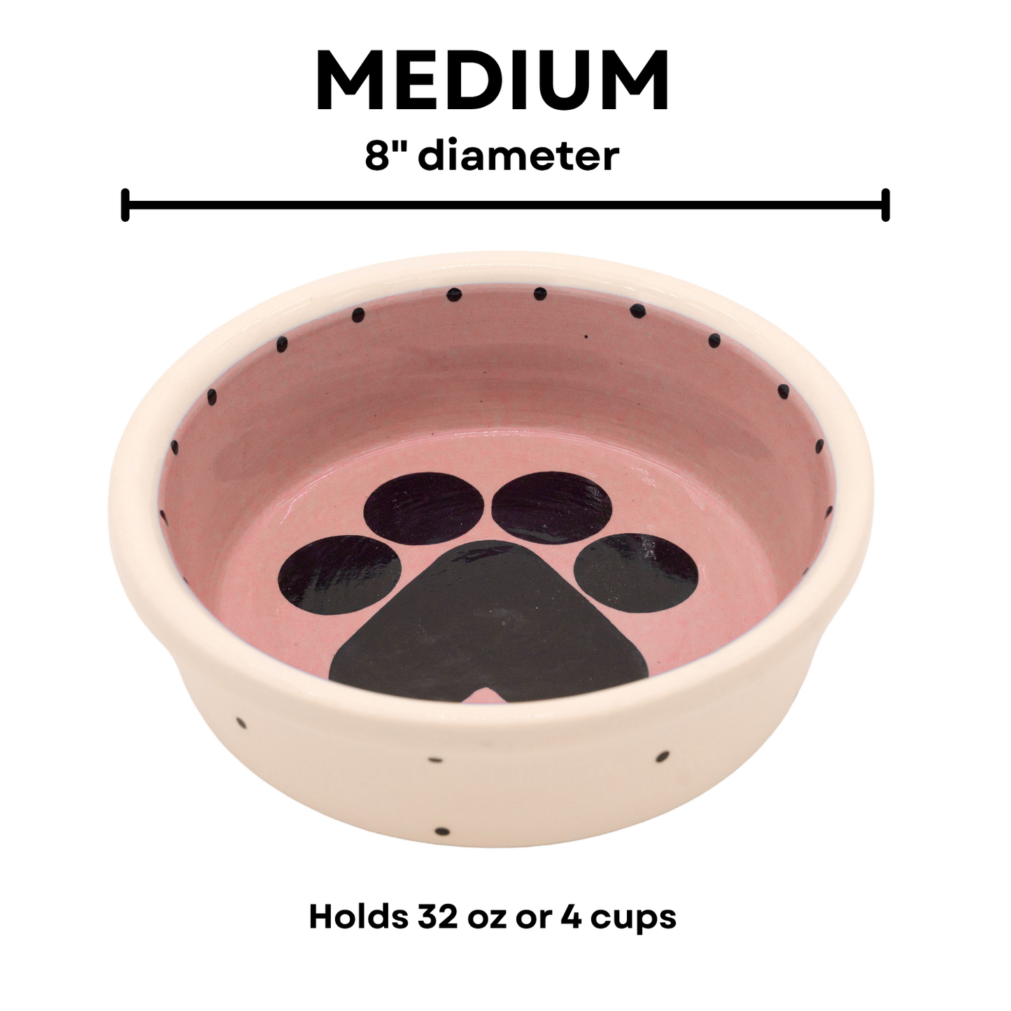 The Big Paw Collection - Handmade Ceramic Pet Bowl with Custom Color and Black Paw Print