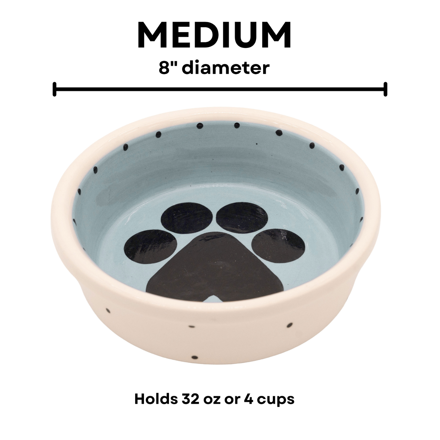 The Big Paw Collection - Handmade Ceramic Pet Bowl with Custom Color and Black Paw Print