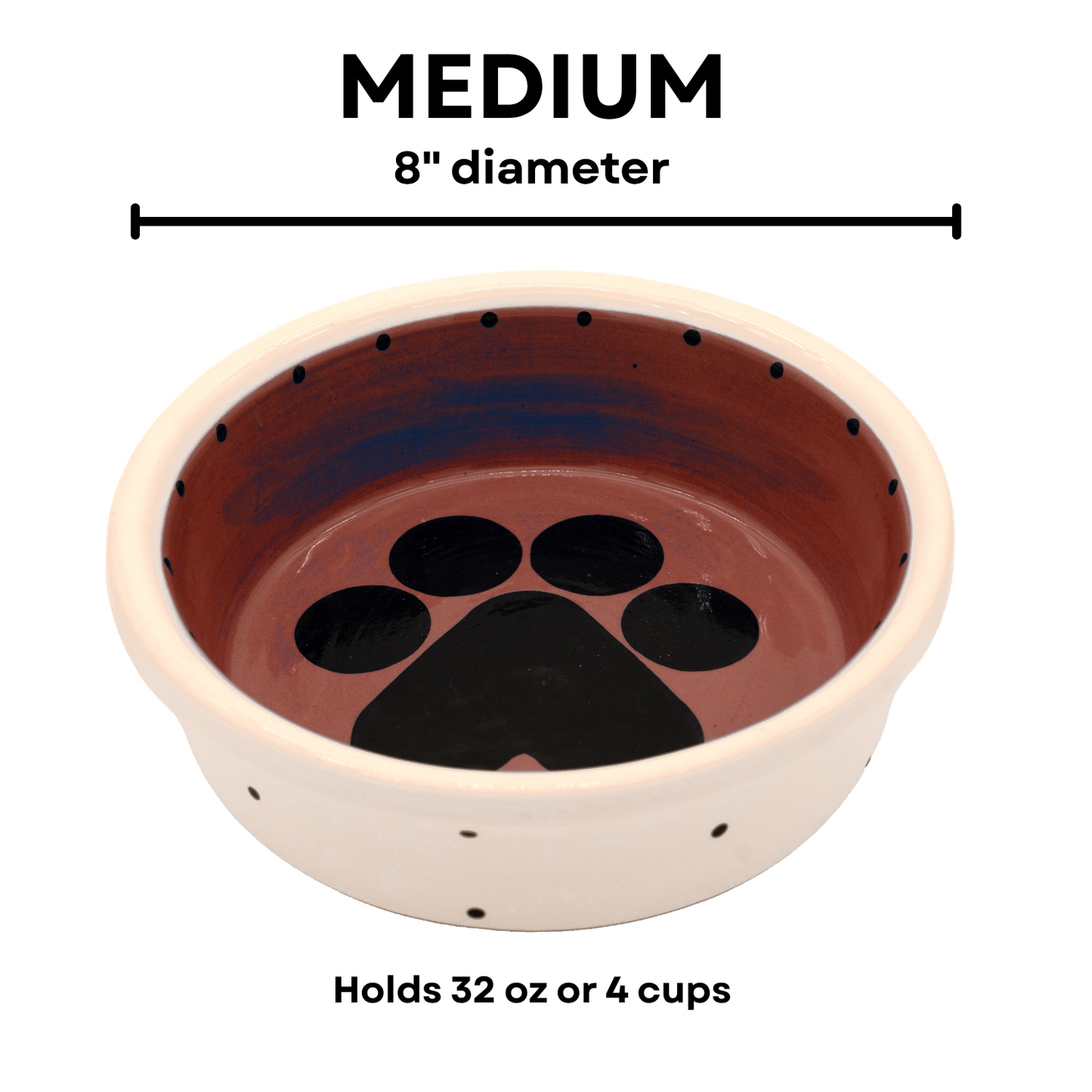 The Big Paw Collection - Handmade Ceramic Pet Bowl with Custom Color and Black Paw Print