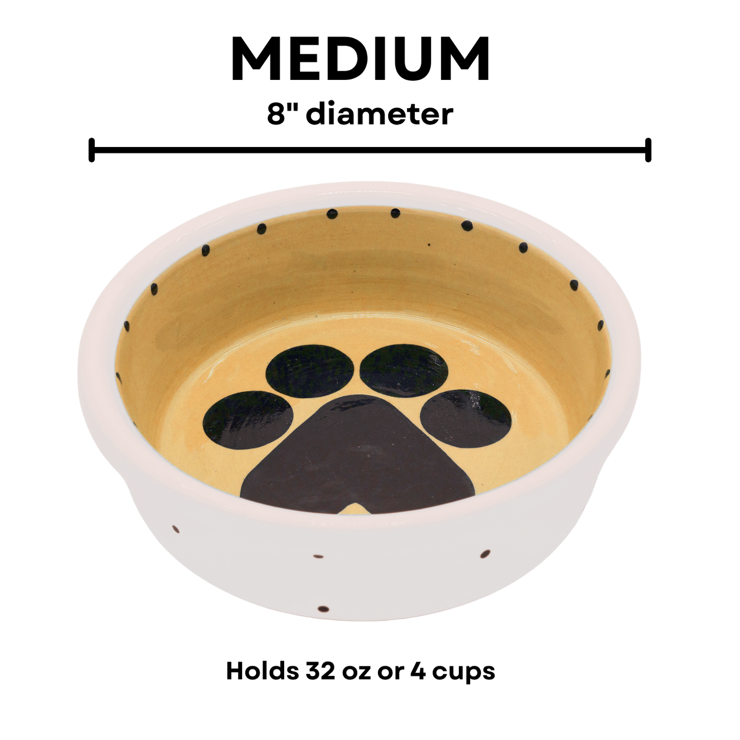The Big Paw Collection - Handmade Ceramic Pet Bowl with Custom Color and Black Paw Print