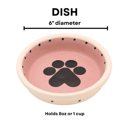 The Big Paw Collection - Handmade Ceramic Pet Bowl with Custom Color and Black Paw Print