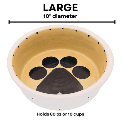 The Big Paw Collection - Handmade Ceramic Pet Bowl with Custom Color and Black Paw Print