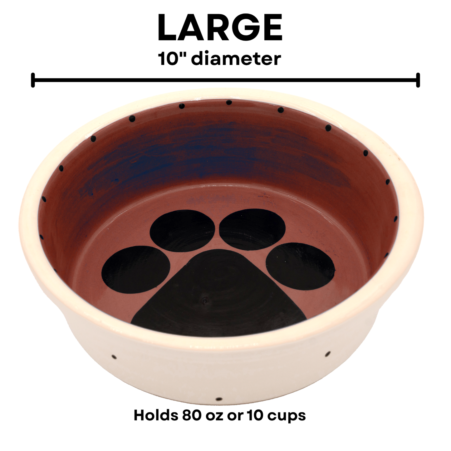 The Big Paw Collection - Handmade Ceramic Pet Bowl with Custom Color and Black Paw Print