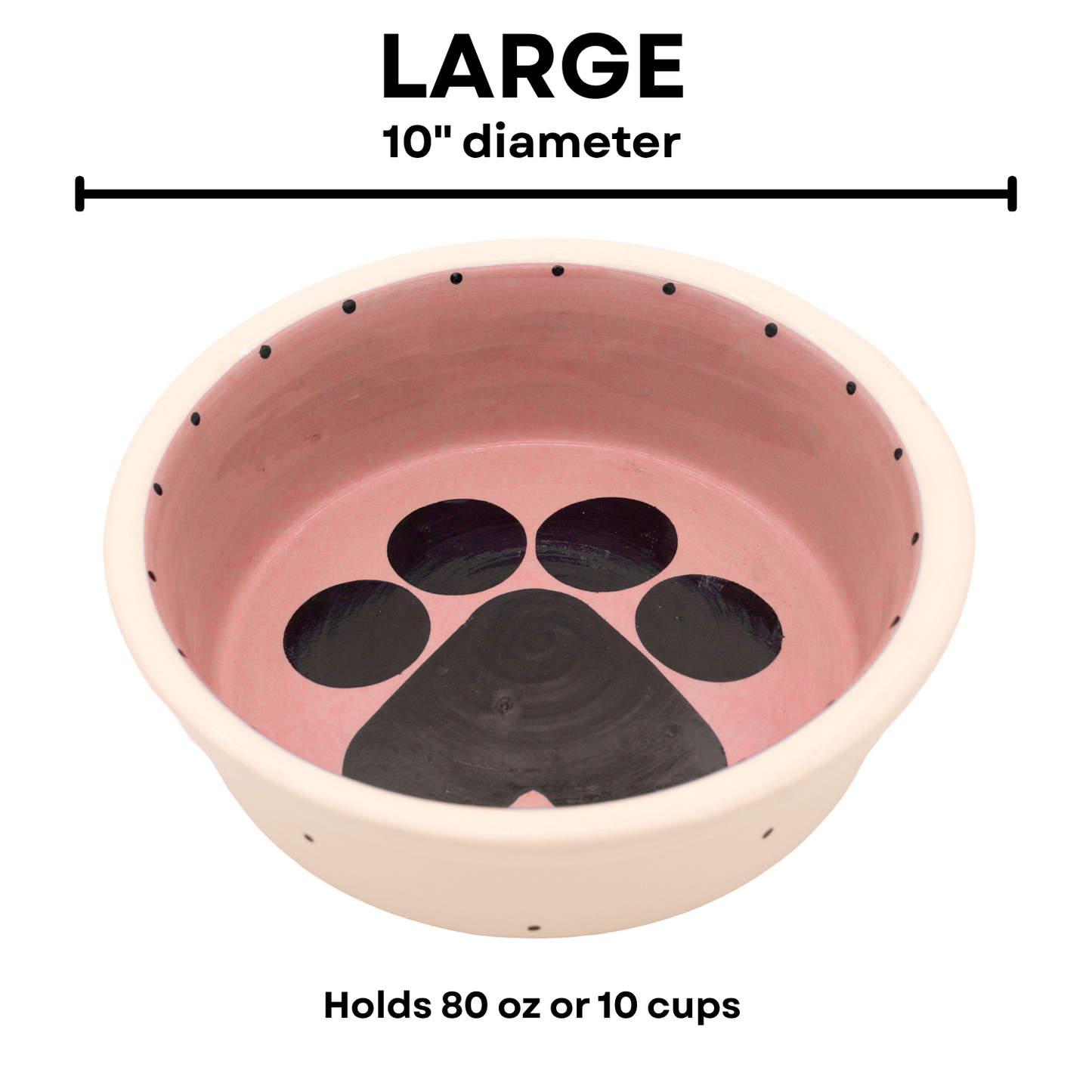 The Big Paw Collection - Handmade Ceramic Pet Bowl with Custom Color and Black Paw Print