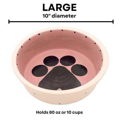 The Big Paw Collection - Handmade Ceramic Pet Bowl with Custom Color and Black Paw Print
