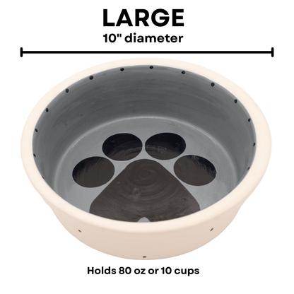 The Big Paw Collection - Handmade Ceramic Pet Bowl with Custom Color and Black Paw Print